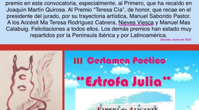 III CERTAMEN INTERNACIONAL DE POESÍA ESTROFA JULIA